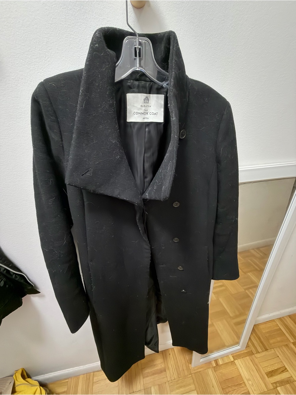 Aritzia Babaton Connor Black Wool Blend Coat
